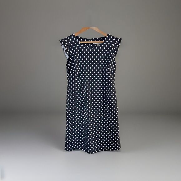Shelby & Palmer Dresses & Skirts - Shelby and Palmer Black White Polka Dot Dress Size 12 Flutter Sleeve Sheath